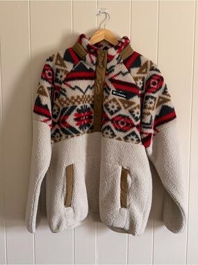 Columbia Men’s Cream Sherpa Half-Snap with Aztec Print